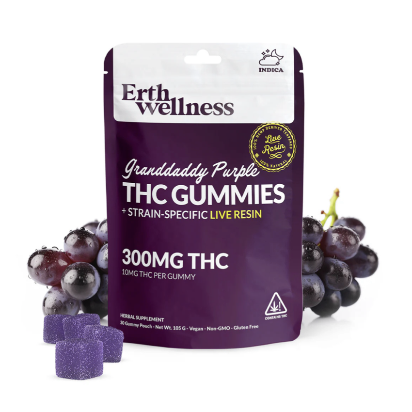 Erth Wellness THC Gummies 300MG / Granddaddy Purple Live Resin